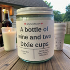 A bottle of wine and two Dixie cups - Girly Candles