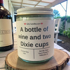 A bottle of wine and two Dixie cups - Girly Candles