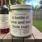 A bottle of wine and two Dixie cups - Girly Candles