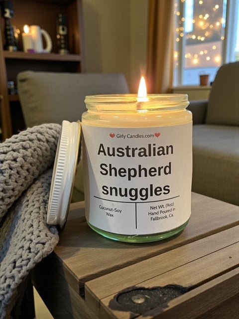 Australian Shepherd snuggles - Girly Candles