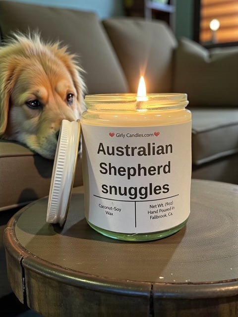 Australian Shepherd snuggles - Girly Candles