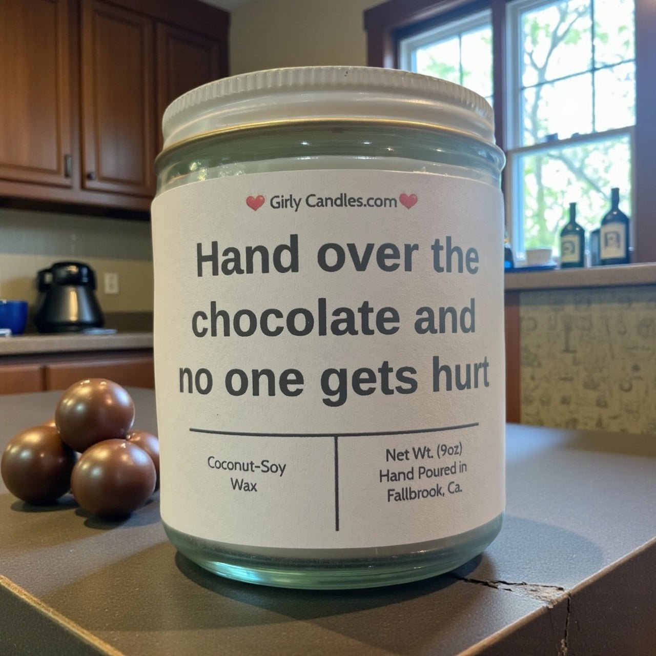 Hand over the chocolate and no one gets hurt - Girly Candles