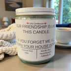 Our Friendship Is Like This Candle, If You Forget About Me I'll Burn Your House Down - Girly Candles