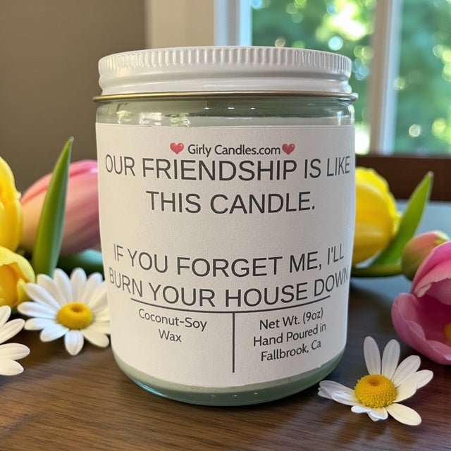 Our Friendship Is Like This Candle, If You Forget About Me I'll Burn Your House Down - Girly Candles
