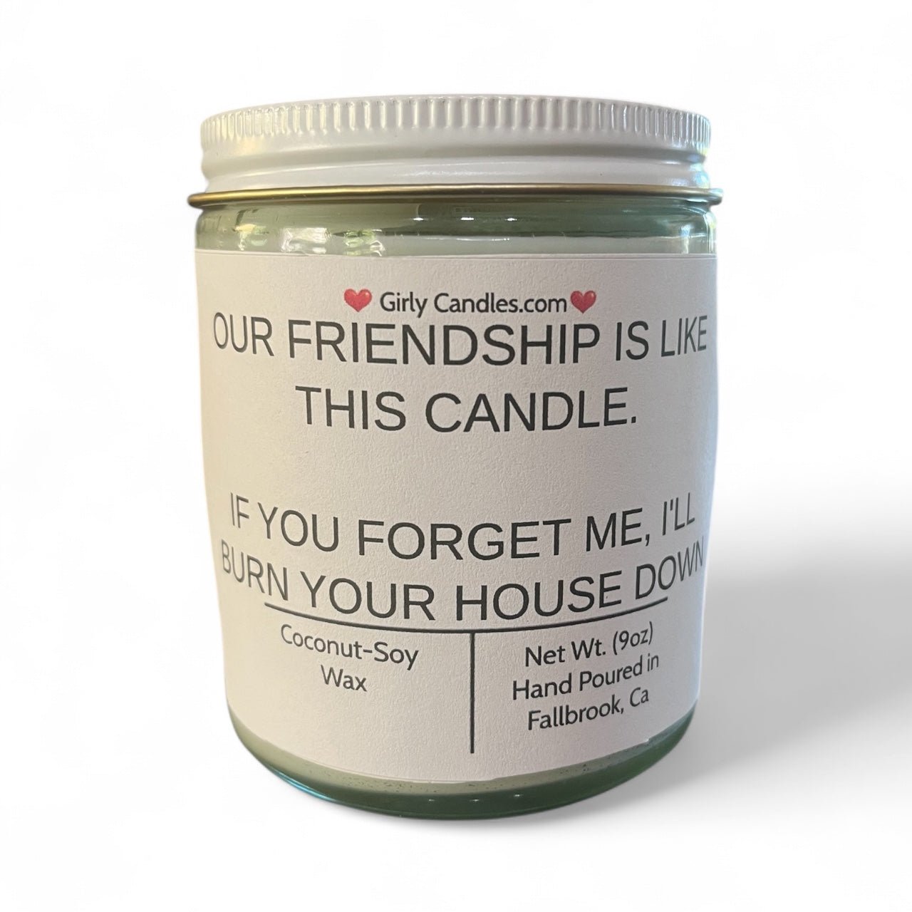 Our Friendship Is Like This Candle, If You Forget About Me I'll Burn Your House Down - Girly Candles