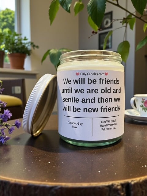 We will be friends until we are old and senile and then we will be new friends - Girly Candles