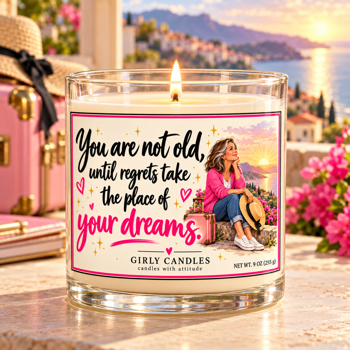 You are not old until regrets take the place of your dreams / Girly Candles